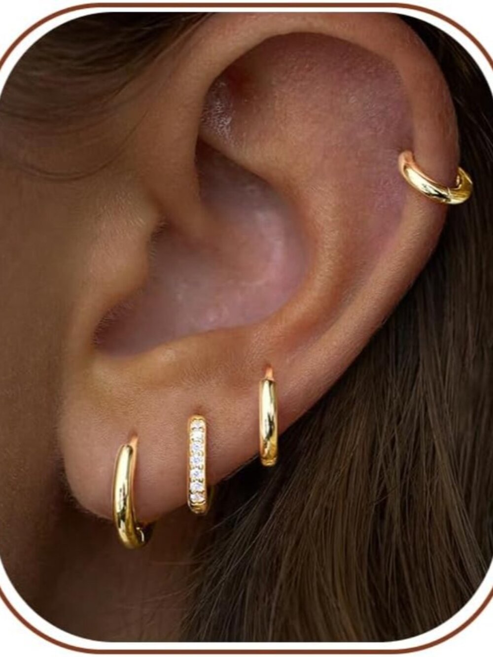 Small Gold Huggie Hoop Earrings Set for Women Men Hypoallergenic 14K Plated Stac